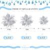 imageGeosar 36 Pcs Christmas Glitter Artificial Poinsettia Flowers Xmas Poinsettia Artificial Wedding Flowers Decorations Xmas Tree Ornaments with Clips for Party 6 Inch 4 Inch 3 InchRose GoldSilver