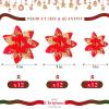 imageGeosar 36 Pcs Christmas Glitter Artificial Poinsettia Flowers Xmas Poinsettia Artificial Wedding Flowers Decorations Xmas Tree Ornaments with Clips for Party 6 Inch 4 Inch 3 InchRose GoldRed and Gold