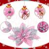 imageGeosar 36 Pcs Christmas Glitter Artificial Poinsettia Flowers Xmas Poinsettia Artificial Wedding Flowers Decorations Xmas Tree Ornaments with Clips for Party 6 Inch 4 Inch 3 InchRose GoldPeach Pink  Silver