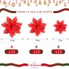imageGeosar 36 Pcs Christmas Glitter Artificial Poinsettia Flowers Xmas Poinsettia Artificial Wedding Flowers Decorations Xmas Tree Ornaments with Clips for Party 6 Inch 4 Inch 3 InchRose GoldRed