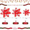 imageGeosar 36 Pcs Christmas Glitter Artificial Poinsettia Flowers Xmas Poinsettia Artificial Wedding Flowers Decorations Xmas Tree Ornaments with Clips for Party 6 Inch 4 Inch 3 InchRose GoldRed and Silver