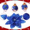 imageGeosar 36 Pcs Christmas Glitter Artificial Poinsettia Flowers Xmas Poinsettia Artificial Wedding Flowers Decorations Xmas Tree Ornaments with Clips for Party 6 Inch 4 Inch 3 InchRose GoldRoyal Blue