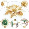 imageGeosar 36 Pcs Christmas Glitter Artificial Poinsettia Flowers Xmas Poinsettia Artificial Wedding Flowers Decorations Xmas Tree Ornaments with Clips for Party 6 Inch 4 Inch 3 InchRose GoldGold