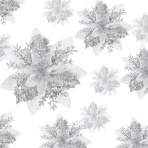 imageGeosar 36 Pcs Christmas Glitter Artificial Poinsettia Flowers Xmas Poinsettia Artificial Wedding Flowers Decorations Xmas Tree Ornaments with Clips for Party 6 Inch 4 Inch 3 InchRose GoldSilver