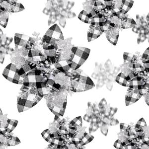 imageGeosar 36 Pcs Christmas Glitter Artificial Poinsettia Flowers Xmas Poinsettia Artificial Wedding Flowers Decorations Xmas Tree Ornaments with Clips for Party 6 Inch 4 Inch 3 InchRose GoldBlack  White  Silver