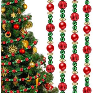 imageGeosar 6 Pcs Christmas Tree Bead Garland 9 Feet Twisted Beads Pearl Garland Red and Green Xmas Tree Bead for Christmas Party Fireplace Wreath Ornaments12