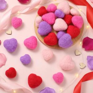 imageGeosar 24 Pieces Valentines Day Vase Filler Felt Heart Balls for Crafts Heart Vase Filler Decorative Pom Pom Balls Ornaments for Valentines Day Decor Centerpieces24inch31inchRedMulticolor
