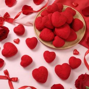 imageGeosar 24 Pieces Valentines Day Vase Filler Felt Heart Balls for Crafts Heart Vase Filler Decorative Pom Pom Balls Ornaments for Valentines Day Decor Centerpieces24inch31inchRedRed
