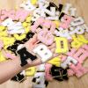 image:image104 Pcs Letter Patch Iron on Chenille AZ Repair Alphabet Applique Patches Embroidered Letter Sew on with Gold Border for Bags Shirts315Purple White Pink BlueBlack White Pink Yellow