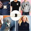 image:image104 Pcs Letter Patch Iron on Chenille AZ Repair Alphabet Applique Patches Embroidered Letter Sew on with Gold Border for Bags Shirts315Purple White Pink BlueBlack White