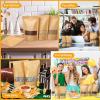 image:imageGeosar 450 Pcs Stand up Kraft Pouches with Window 6 x 9 Inch Kraft Paper Sealable Pouches with Notch Heat Sealable Resealable Bags for Small Business Zipper Food Storage for Packaging Snacks8 x 12 inch