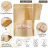 image:imageGeosar 450 Pcs Stand up Kraft Pouches with Window 6 x 9 Inch Kraft Paper Sealable Pouches with Notch Heat Sealable Resealable Bags for Small Business Zipper Food Storage for Packaging Snacks6 x 9 Inch