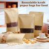 image:imageGeosar 450 Pcs Stand up Kraft Pouches with Window 6 x 9 Inch Kraft Paper Sealable Pouches with Notch Heat Sealable Resealable Bags for Small Business Zipper Food Storage for Packaging Snacks85 x 125 Inch