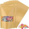 image:imageGeosar 450 Pcs Stand up Kraft Pouches with Window 6 x 9 Inch Kraft Paper Sealable Pouches with Notch Heat Sealable Resealable Bags for Small Business Zipper Food Storage for Packaging Snacks5 x 8 inch