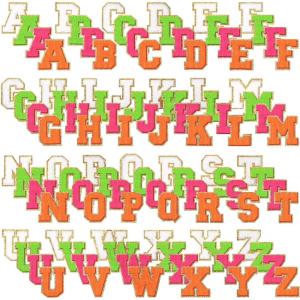 image:image104 Pcs Letter Patch Iron on Chenille AZ Repair Alphabet Applique Patches Embroidered Letter Sew on with Gold Border for Bags Shirts315Purple White Pink BlueFresh Color