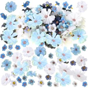 image:imageGeosar 120 Pcs Artificial Flowers Bulk Mini Silk Flower for Crafts Fake Small Flowers Heads Floral Arrangement Decor for Spring DIY Wreath Wedding Bouquet DecorationPastel ColorElegant StyleBlue