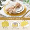 image:imageGeosar 100 Pcs Disposable Paper Placemats Cotton Woven Look 13 Round Placemats Rustic Disposable Table Pads Bulk for Dining Table Decoration Birthday Wedding Bridal Baby Shower Party Dusty BlueYellow