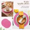 image:imageGeosar 100 Pcs Disposable Paper Placemats Cotton Woven Look 13 Round Placemats Rustic Disposable Table Pads Bulk for Dining Table Decoration Birthday Wedding Bridal Baby Shower Party Dusty BluePink
