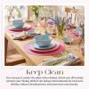 image:imageGeosar 100 Pcs Disposable Paper Placemats Cotton Woven Look 13 Round Placemats Rustic Disposable Table Pads Bulk for Dining Table Decoration Birthday Wedding Bridal Baby Shower Party Dusty BluePink