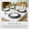 image:imageGeosar 100 Pcs Disposable Paper Placemats Cotton Woven Look 13 Round Placemats Rustic Disposable Table Pads Bulk for Dining Table Decoration Birthday Wedding Bridal Baby Shower Party Dusty BlueBlack