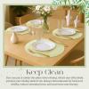 image:imageGeosar 100 Pcs Disposable Paper Placemats Cotton Woven Look 13 Round Placemats Rustic Disposable Table Pads Bulk for Dining Table Decoration Birthday Wedding Bridal Baby Shower Party Dusty BlueLight Green