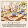 image:imageGeosar 100 Pcs Disposable Paper Placemats Cotton Woven Look 13 Round Placemats Rustic Disposable Table Pads Bulk for Dining Table Decoration Birthday Wedding Bridal Baby Shower Party Dusty BlueYellow