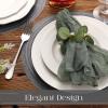 image:imageGeosar 100 Pcs Disposable Paper Placemats Cotton Woven Look 13 Round Placemats Rustic Disposable Table Pads Bulk for Dining Table Decoration Birthday Wedding Bridal Baby Shower Party Dusty BlueBlack