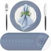 image:imageGeosar 100 Pcs Disposable Paper Placemats Cotton Woven Look 13 Round Placemats Rustic Disposable Table Pads Bulk for Dining Table Decoration Birthday Wedding Bridal Baby Shower Party Dusty BlueDusty Blue