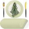 image:imageGeosar 100 Pcs Disposable Paper Placemats Cotton Woven Look 13 Round Placemats Rustic Disposable Table Pads Bulk for Dining Table Decoration Birthday Wedding Bridal Baby Shower Party Dusty BlueLight Green