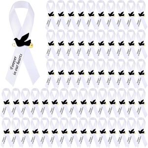 image:image50 Pcs Dove Funeral Ribbons Memorial Ribbon Funeral Pins Classic Memorial Service Respect Ribbon Bow with Safety Pins and Dove for Mourning Remembrance Day Event PinkWhite