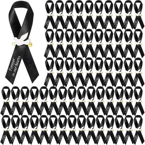 image:image50 Pcs Dove Funeral Ribbons Memorial Ribbon Funeral Pins Classic Memorial Service Respect Ribbon Bow with Safety Pins and Dove for Mourning Remembrance Day Event PinkBlack