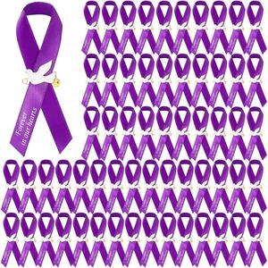 image:image50 Pcs Dove Funeral Ribbons Memorial Ribbon Funeral Pins Classic Memorial Service Respect Ribbon Bow with Safety Pins and Dove for Mourning Remembrance Day Event PinkPurple