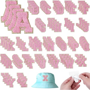 image:imageGeosar 156 Pieces Self Adhesive Chenille Letter Patches Az Gold Iron on Letters Embroidered Trimmed Preppy Alphabet Patches for Party Gifts Clothing DIY Repairing Craft FabricPinkPink