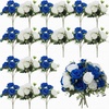 image:imageGeosar 16 Bundles Artificial Peonies Flowers Fake Silk Peony Bouquet Faux Peonies Flowers Bulk for Decoration Vase Floral Arrangements Wedding Party Table Royal BlueWhiteRoyal Blue white