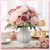 image:imageGeosar 16 Bundles Artificial Peonies Flowers Fake Silk Peony Bouquet Faux Peonies Flowers Bulk for Decoration Vase Floral Arrangements Wedding Party Table Royal BlueWhiteDusty Rose  Champagne Pink