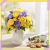 image:imageGeosar 16 Bundles Artificial Peonies Flowers Fake Silk Peony Bouquet Faux Peonies Flowers Bulk for Decoration Vase Floral Arrangements Wedding Party Table Royal BlueWhitePurple  Yellow  16 Bundles
