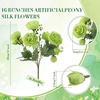 image:imageGeosar 16 Bundles Artificial Peonies Flowers Fake Silk Peony Bouquet Faux Peonies Flowers Bulk for Decoration Vase Floral Arrangements Wedding Party Table Royal BlueWhiteOlive Green