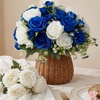 image:imageGeosar 16 Bundles Artificial Peonies Flowers Fake Silk Peony Bouquet Faux Peonies Flowers Bulk for Decoration Vase Floral Arrangements Wedding Party Table Royal BlueWhiteRoyal Blue white