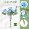 image:imageGeosar 16 Bundles Artificial Peonies Flowers Fake Silk Peony Bouquet Faux Peonies Flowers Bulk for Decoration Vase Floral Arrangements Wedding Party Table Royal BlueWhiteBlue  White