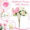 image:imageGeosar 16 Bundles Artificial Peonies Flowers Fake Silk Peony Bouquet Faux Peonies Flowers Bulk for Decoration Vase Floral Arrangements Wedding Party Table Royal BlueWhitePink  Champagne