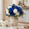 image:imageGeosar 16 Bundles Artificial Peonies Flowers Fake Silk Peony Bouquet Faux Peonies Flowers Bulk for Decoration Vase Floral Arrangements Wedding Party Table Royal BlueWhiteRoyal Blue white