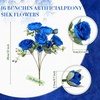 image:imageGeosar 16 Bundles Artificial Peonies Flowers Fake Silk Peony Bouquet Faux Peonies Flowers Bulk for Decoration Vase Floral Arrangements Wedding Party Table Royal BlueWhiteRoyal Blue white