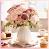 image:imageGeosar 16 Bundles Artificial Peonies Flowers Fake Silk Peony Bouquet Faux Peonies Flowers Bulk for Decoration Vase Floral Arrangements Wedding Party Table Royal BlueWhiteDusty Rose  Champagne Pink