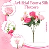 image:imageGeosar 16 Bundles Artificial Peonies Flowers Fake Silk Peony Bouquet Faux Peonies Flowers Bulk for Decoration Vase Floral Arrangements Wedding Party Table Royal BlueWhiteRose Pink  Light Pink