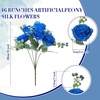 image:imageGeosar 16 Bundles Artificial Peonies Flowers Fake Silk Peony Bouquet Faux Peonies Flowers Bulk for Decoration Vase Floral Arrangements Wedding Party Table Royal BlueWhiteRoyal Blue  White