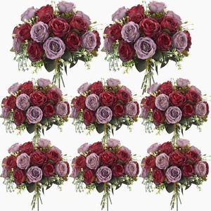 image:imageGeosar 16 Bundles Artificial Peonies Flowers Fake Silk Peony Bouquet Faux Peonies Flowers Bulk for Decoration Vase Floral Arrangements Wedding Party Table Royal BlueWhiteWine Red  Gray