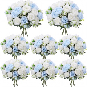 image:imageGeosar 16 Bundles Artificial Peonies Flowers Fake Silk Peony Bouquet Faux Peonies Flowers Bulk for Decoration Vase Floral Arrangements Wedding Party Table Royal BlueWhiteBlue  White