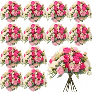 image:imageGeosar 16 Bundles Artificial Peonies Flowers Fake Silk Peony Bouquet Faux Peonies Flowers Bulk for Decoration Vase Floral Arrangements Wedding Party Table Royal BlueWhiteChampagne pink