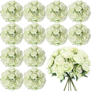 image:imageGeosar 16 Bundles Artificial Peonies Flowers Fake Silk Peony Bouquet Faux Peonies Flowers Bulk for Decoration Vase Floral Arrangements Wedding Party Table Royal BlueWhiteGreen