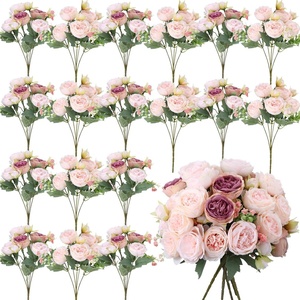 image:imageGeosar 16 Bundles Artificial Peonies Flowers Fake Silk Peony Bouquet Faux Peonies Flowers Bulk for Decoration Vase Floral Arrangements Wedding Party Table Royal BlueWhiteDusty Rose  Champagne Pink